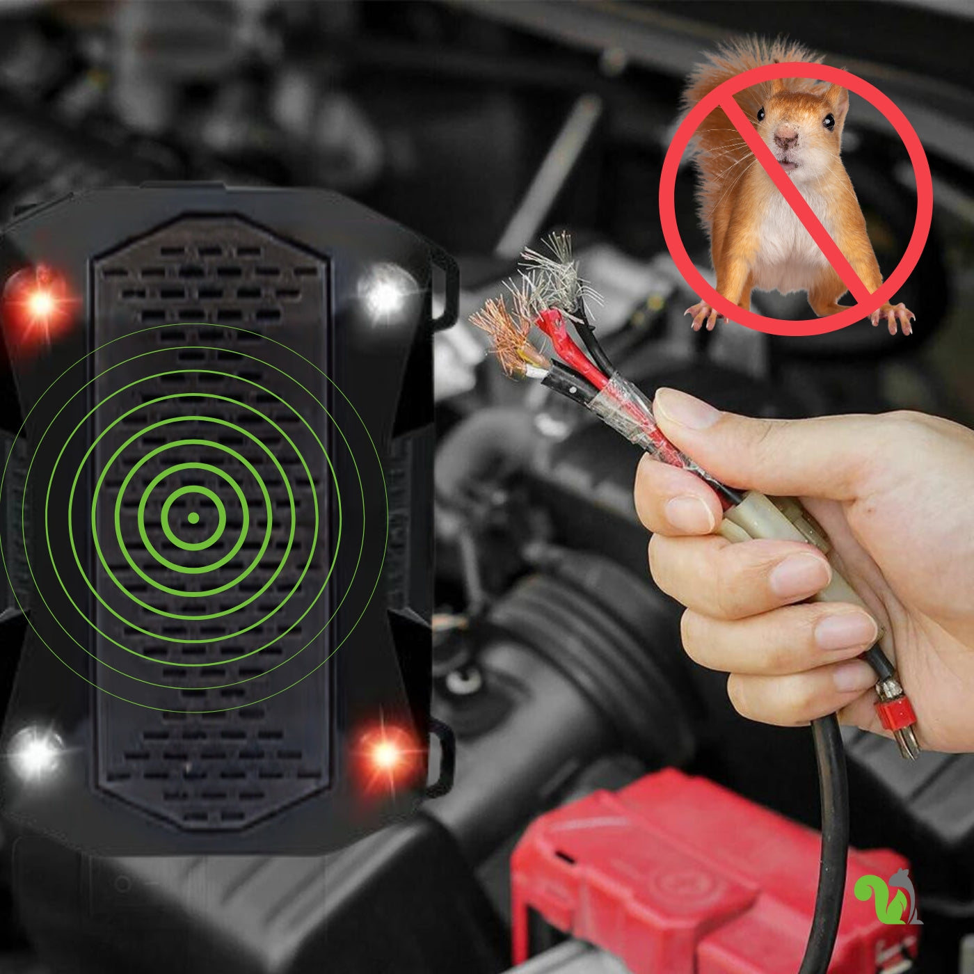 SquirrelGuard Vehicle Protector - Ultrasonic Car Squirrel Repeller