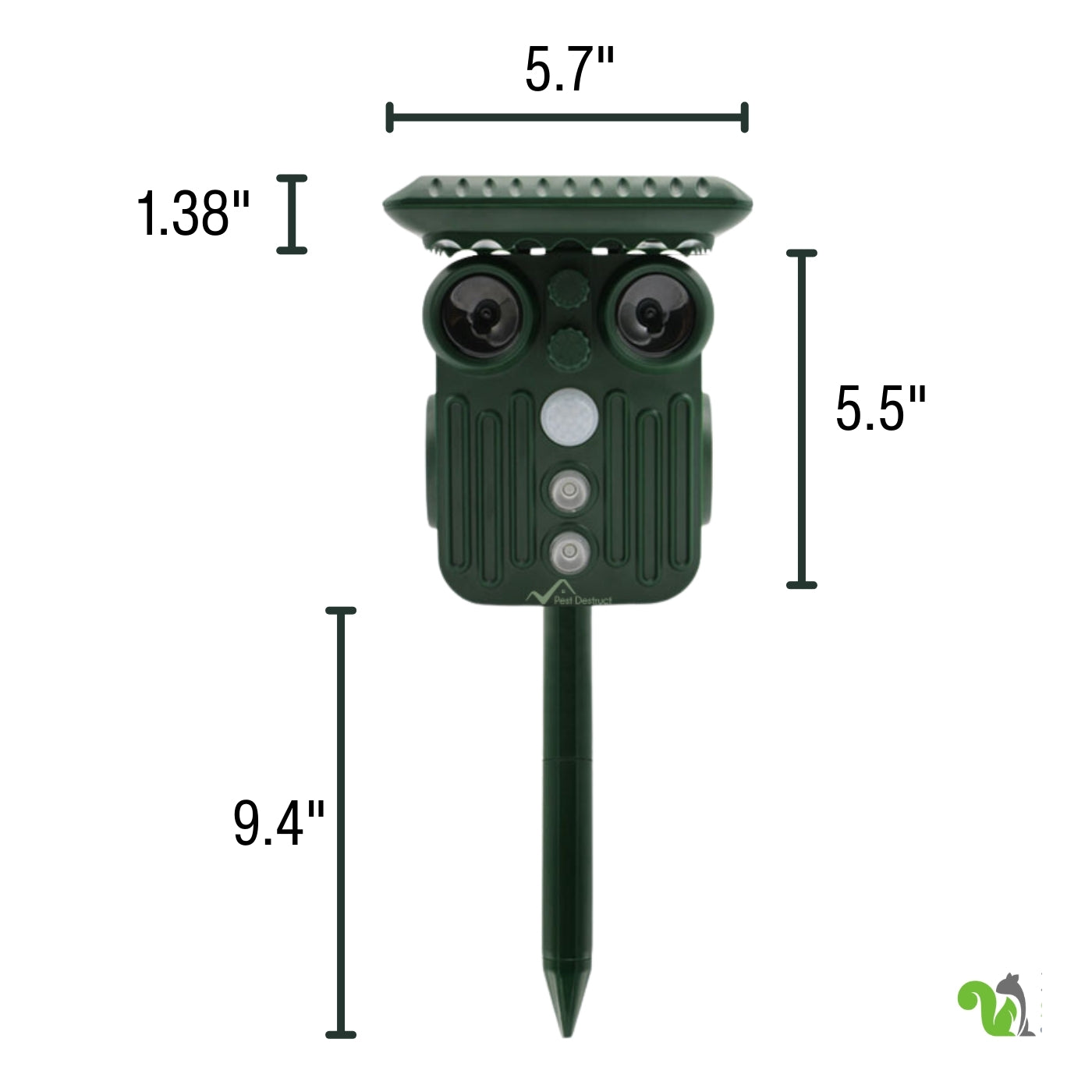 Upgraded Ultrasonic Solar Squirrel Repeller - 5 Adjustable Modes